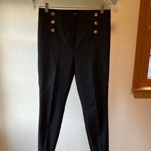 LOFT High Waist Skinny Black Pants with Gold Buttons